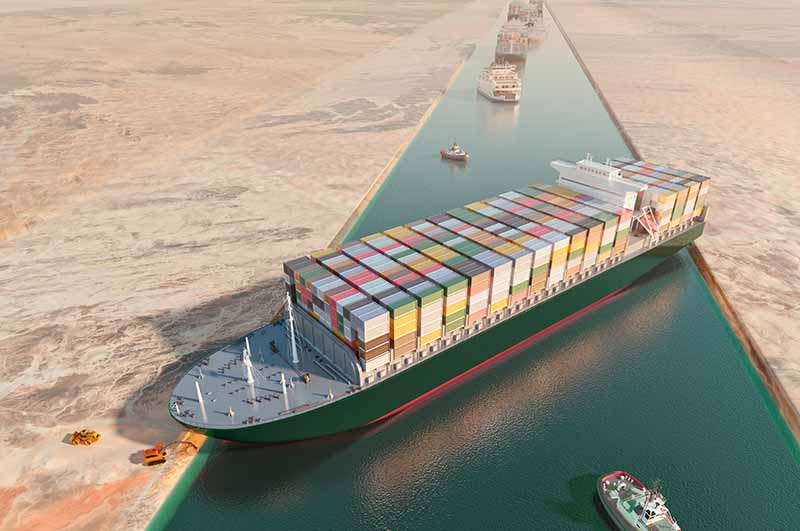 Schiff blockiert Suez-Kanal